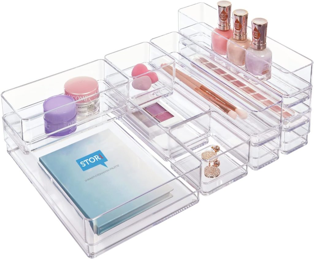 STORi Clear Plastic Vanity and Desk Drawer Organizers