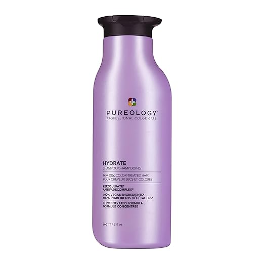 Pureology Hydrate Shampoo - For Dry or Color-Treated Hair, Intense Hydration & Softness, With Rose Extract & Green Tea, Vegan & Sulfate-Free